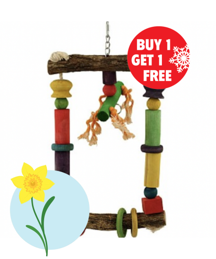 55cm Parrot-Supplies Wooden Activity Fun Swing For Parrots - Large - BOGOF